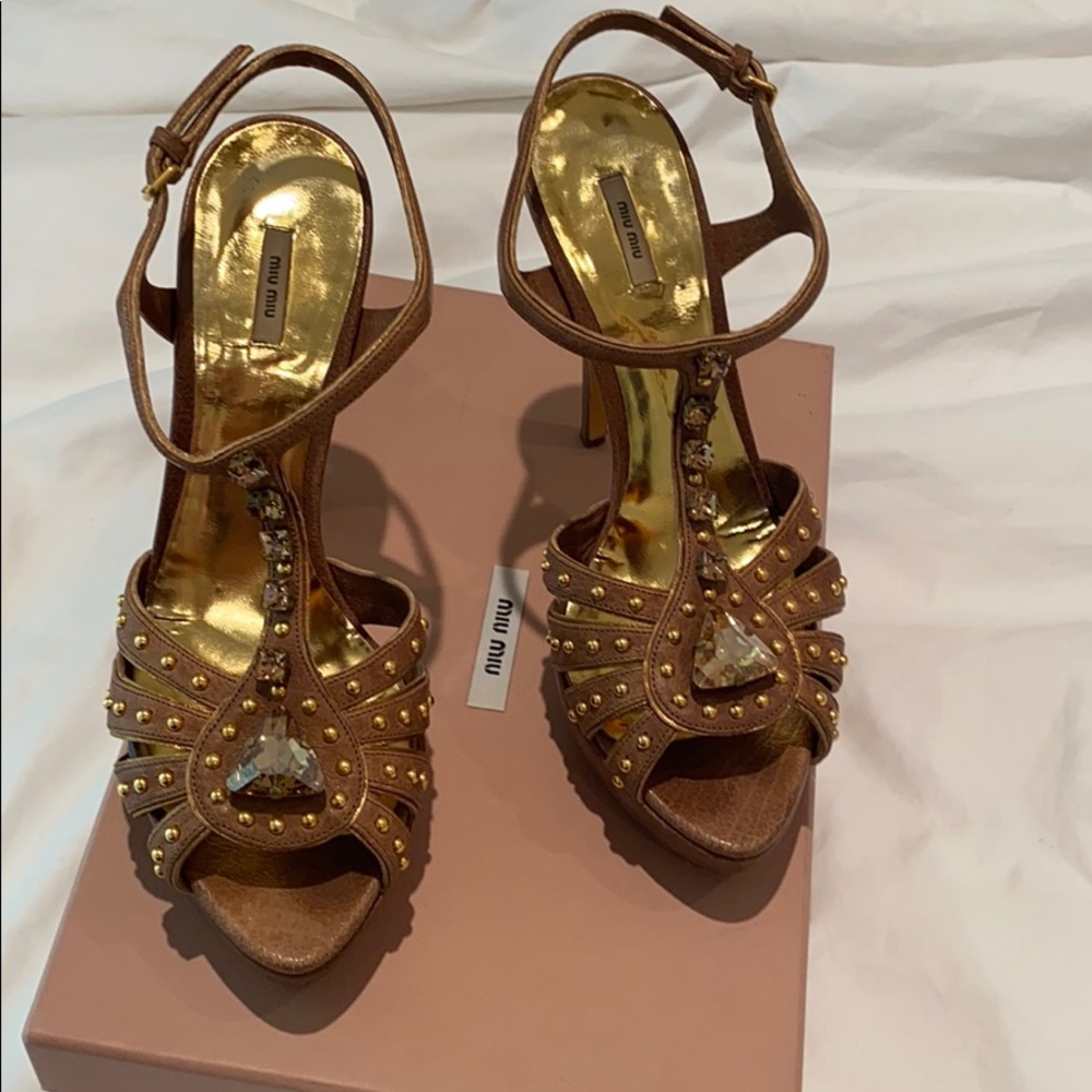 Miu Miu Rhinestone Sandal Sz: 38.5